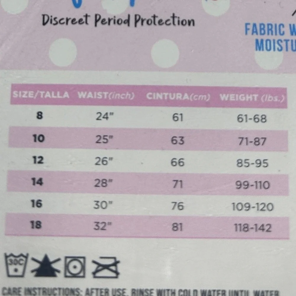 Hanes Girls Underwear 4 Pack Comfort Period Protection Size 10 NEW‎